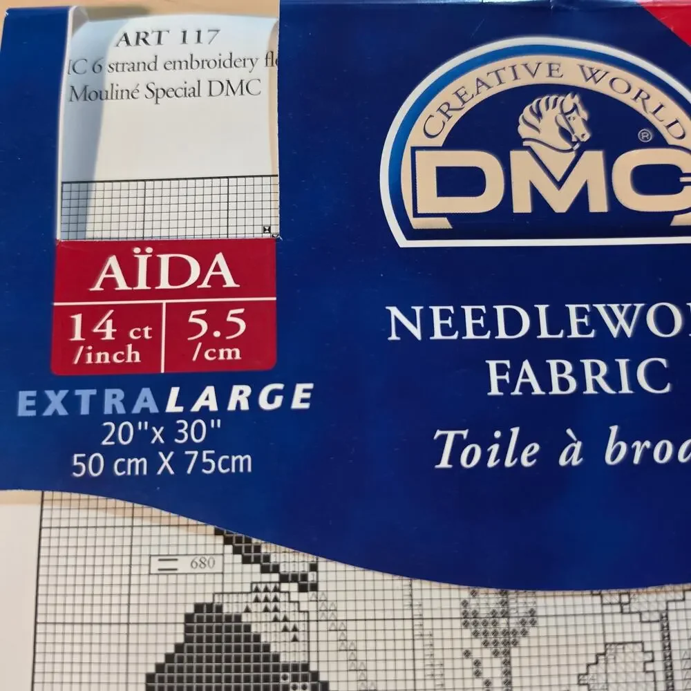 DMC 14 Count Aida Fabric Extra Large Cream 20x30 Cross Stitch Toile a Broder